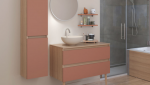 Meuble vasque et rangement assorti, couleur terracotta, Espace Aubade
