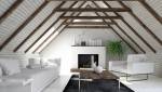 Pièce de vie aménagée sous un plafond rampant - Cholet 49