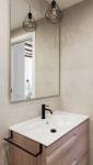 Pose meuble et lavabo avec grand miroir design assorti carrelage murs/sol Boissy l'Aillerie (95)