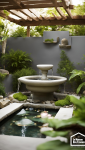 petite fontaine ou un bassin touche zen