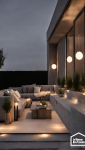 Utilisation éclairage terrasse béton