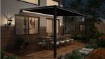 Pergola toile adossée alu noir éclairage Led