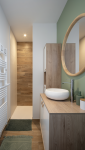 Création d'une salle de bain aux Sorinières - meuble vasque - sèche serviette