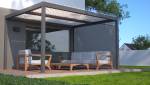 Montage pergola bioclimatique sur terrasse béton avec store latéral de protection à Villenoy - 77124 -