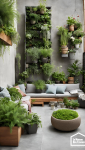 Décoration plante terrasse béton