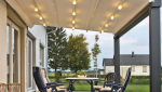 Pergola toile alu noir éclairage intégré 