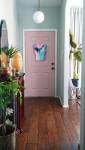 Entrée rose et vert parquet teck