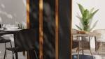 Paravent d'intérieur 5 panneaux noir bordure teck