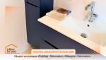 Le miroir rétroéclairé est un élément clé pour ajouter de la luminosité tout en offrant une touche contemporaine. Les finitions impeccables des joints et des raccords soulignent le soin apporté par les artisans sélectionnés.