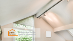 Une pièce lumineuse et spacieuse créée dans les combles, aménagée pour maximiser le confort et l'esthétique.
