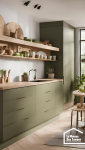 deco cuisine vert olive bois naturel
