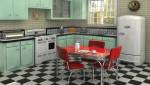 cuisine vintage formica et dalles vinyle damiers