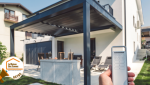 rénovation extérieure, ombrage jardin, pergola autoportante, pergola adossée, maison moderne