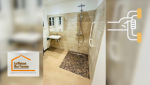Salle de bain sécurisée et moderne – Un espace entièrement rénové avec une douche sans seuil, un sol antidérapant et des barres d’appui pour une accessibilité optimale.