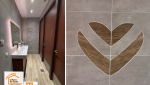 Savoir-faire artisanal Alpes, Toilettes modernes montagne, Carrelage sur mesure Alpes, Ambiance lumineuse Méribel