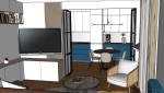 visuel 3D décoration d'intérieur de la cuisine et du salon