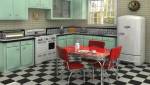 cuisine vintage formica et dalles vinyle damiers