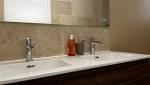 double vasque douche à l'italienne travertin