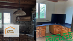 Rénovation de cuisine à Pardaillan : Avant/après impressionnant ! Modernisation réussie avec un plan de travail noir et une hotte design.