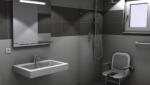  Projection 3D d'une salle de bain PMR