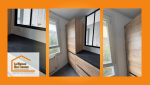 Cuisine rénovée à Quimper avec verrière et rangements bois sur-mesure. Projet signé Michel Le Donge, courtier en travaux.