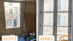 Pose en rénovation d'une fenêtre côté rue double vitrage bois