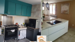 rénovation cuisine Aigueblanche, ouverture sécurisée mur porteur, mise aux normes électrique cuisine, carrelage sol cuisine, transformation pièce de vie