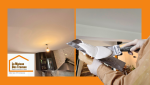 Plafond rénové à Venelles : résultat lisse et lumineux dans un salon redonné à neuf grâce à Laurent Nemer, courtier La Maison Des Travaux.