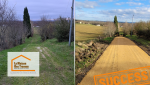 Avant/Après rénovation de chemin à Saint-Caprais-de-Lerm – Création d’un chemin en grave compactée pour un accès stabilisé et durable. 📍 #Travaux #Aménagement