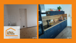 Avant/après cuisine Ste Bazeille : transformation totale avec finitions modernes, sol bois, cuisine sur mesure.
