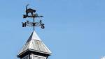 Chat servant de girouette sur clocheton zinc et laiton