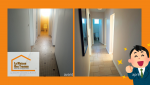 Rénovation d’un couloir à Ste Bazeille : nouveau carrelage, lumière optimisée, résultat chaleureux et moderne.