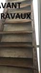 Escalier bois vermoulu d'origine pour montée aux combles