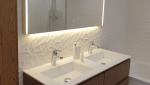 Carrelage texturé miroir double vasque salle de bain