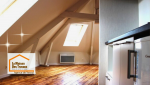 Combles isolés et aménagés, offrant un espace chaleureux et baigné de lumière naturelle.