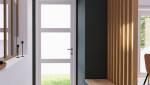 entrée maison avec délimitation en bois