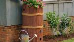 Récupérateur citerne d'eau de pluie décor tonneau bois