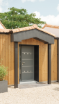 Modifications extérieures en façades à Haute-Goulaine - changement de la porte d'entrée et création d'une entrée avec bardage bois et auvent