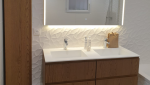 carrelage texturé miroir meuble bois double vasque colonne