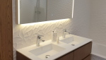 Carrelage texturé miroir double vasque salle de bain