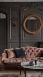 Old money salon avec mur full black - Yvelines