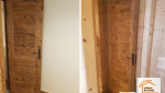 placard bois sur mesure, chambre style chalet, travaux Méribel Moûtiers, rénovation intérieure bois, artisan menuisier Savoie