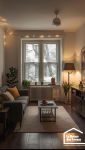 Ambiance chaleureuse dans un studio bien décoré