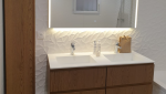 carrelage texturé miroir meuble bois double vasque colonne