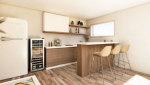 Double extension de maison aux Sorinières (44840)  - visualisation 3D pièce bar/cuisine jardin