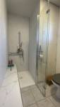 Paroi de douche sur banc et wc
