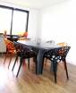 Salle à manger cosy avec parquet bois