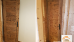 placard bois sur mesure, chambre style chalet, travaux Méribel Moûtiers, rénovation intérieure bois, artisan menuisier Savoie