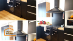 Rénovation de cuisine à Quimper : pose d’un sol imitation bois et intégration d’électroménager moderne pour un rendu élégant et durable.