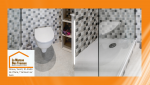Salle de bain contemporaine avec douche à l’italienne et carrelage moderne à Anet. 